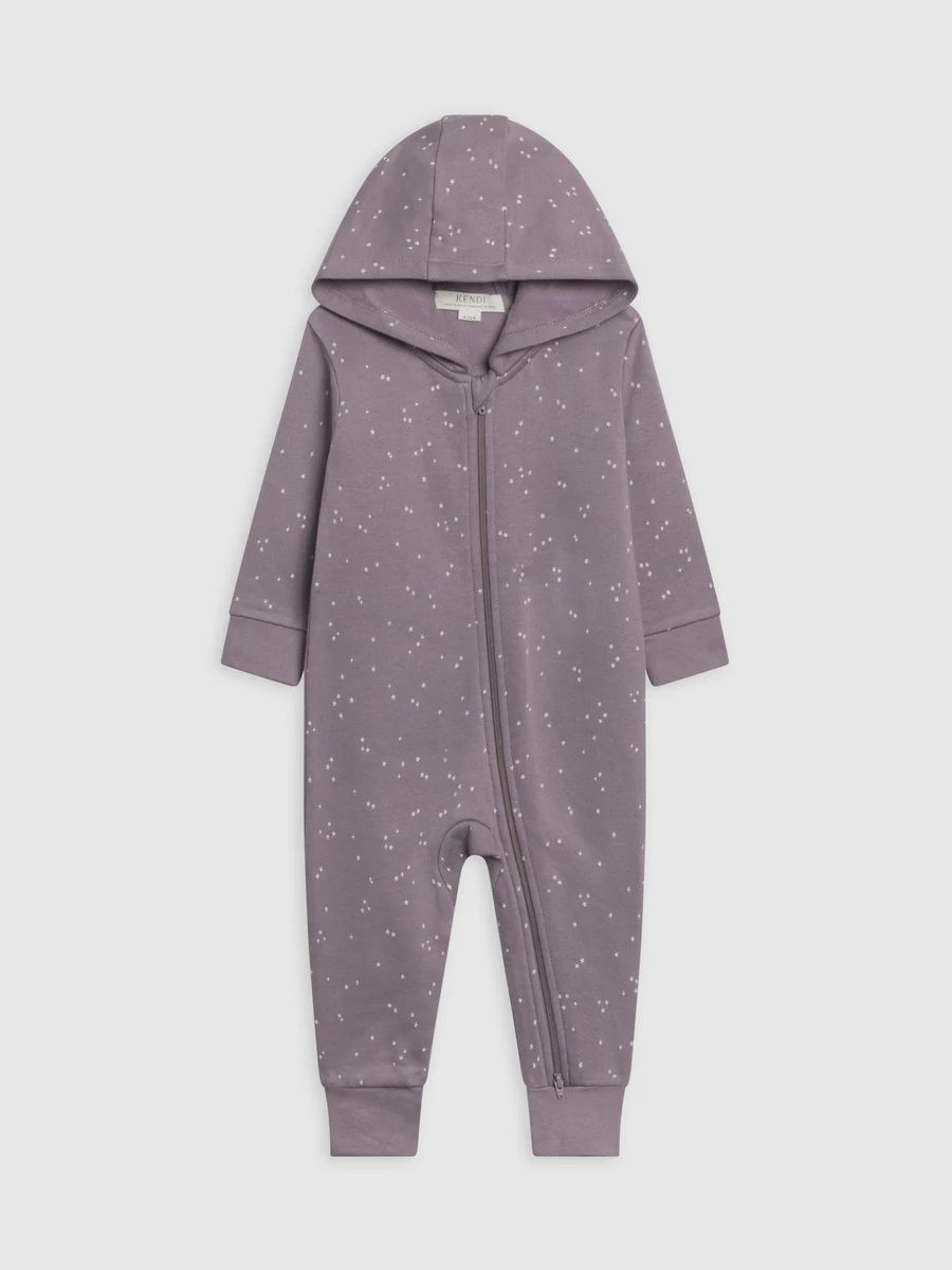 Fleece Hooded Zipper Romper | Starlight