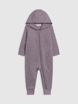 Fleece Hooded Zipper Romper | Starlight