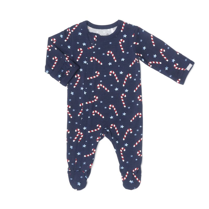 Candy Canes Zipper Footie | Dark Blue