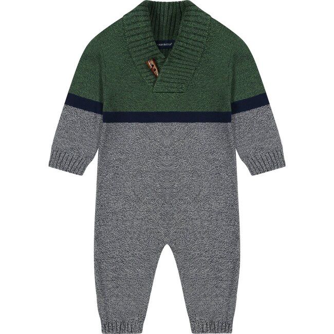 Baby Boys Sweater Knit Coverall | Green