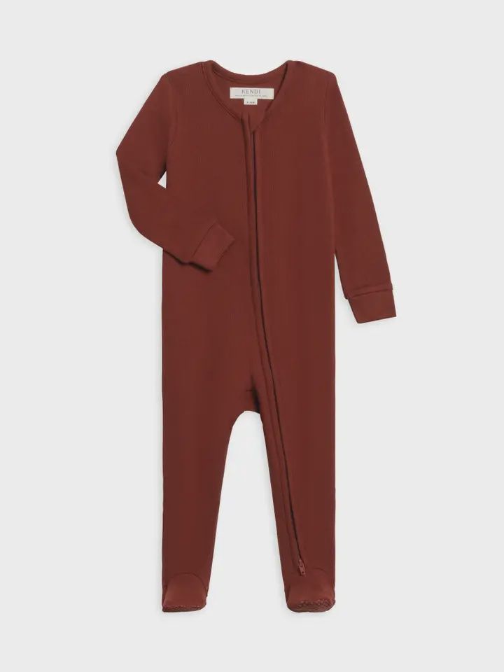 Kit Ribbed Zipper Sleeper | Garnet