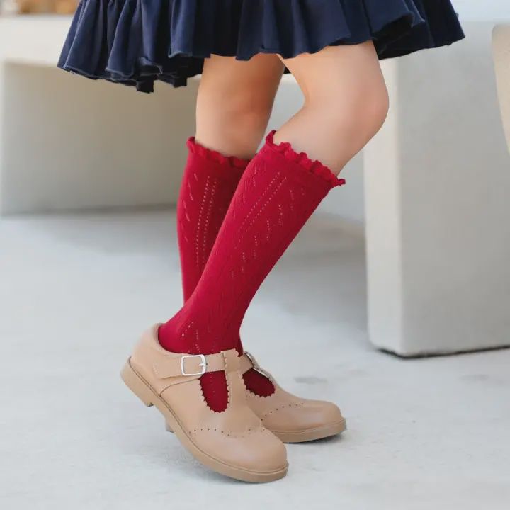 Cherry Fancy Lace Knee High Socks