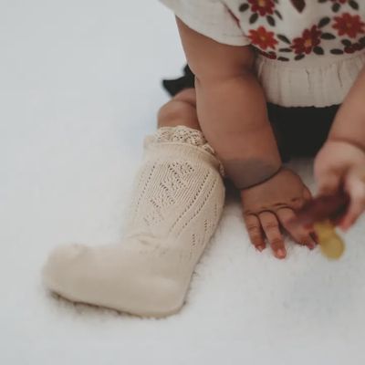 Vanilla Fancy Lace Top Knee High Socks
