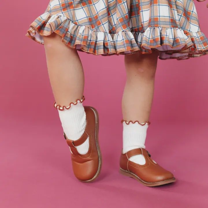 Ribbed Lettuce Trim Midi Socks | Ivory+Sugar Almond