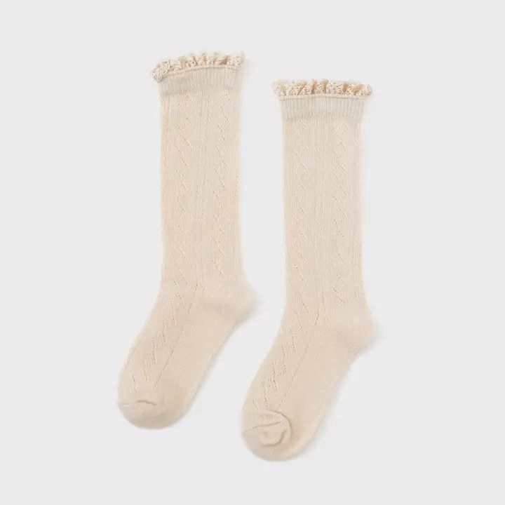 Vanilla Fancy Lace Top Knee High Socks
