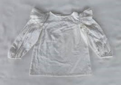 Ivory L/S Top with Puff Slv &amp; Ruffle