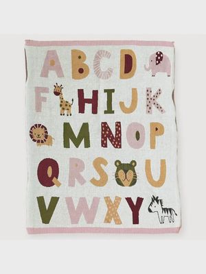 Knit Baby Blanket | Pink Alphabet