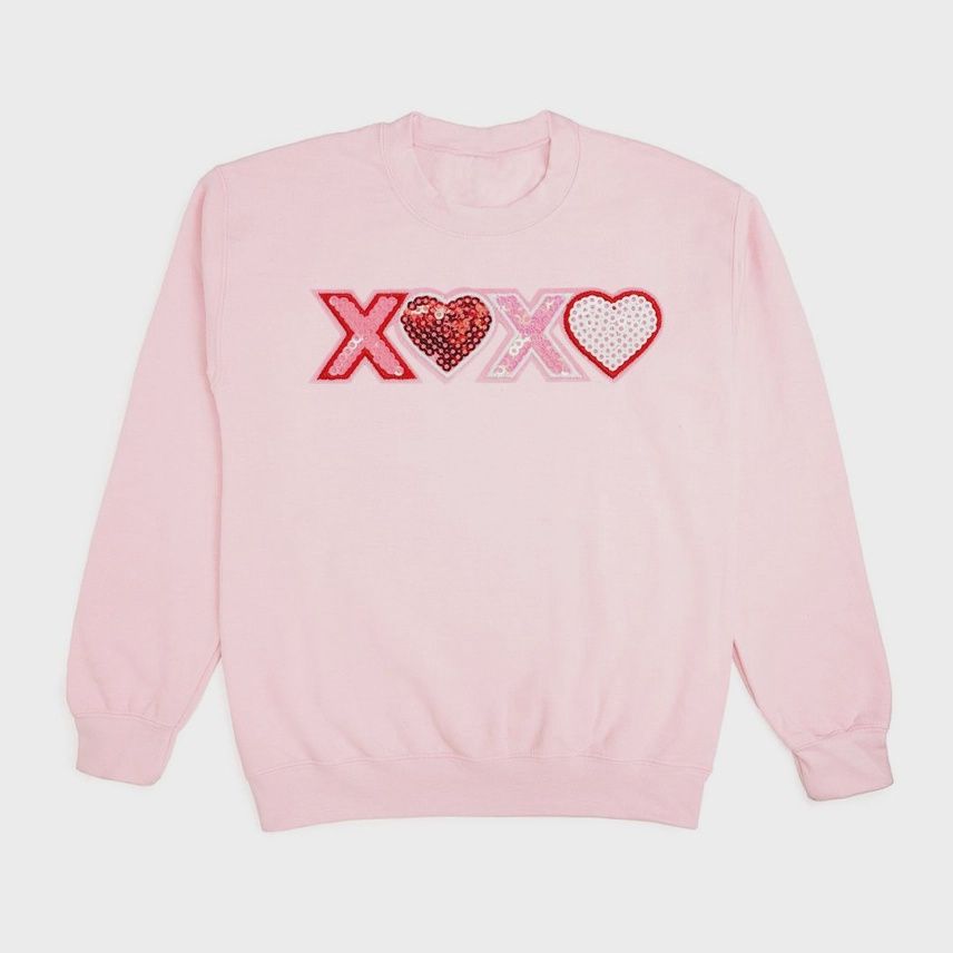 XOXO Sequin Patch Adult Sweatshirt