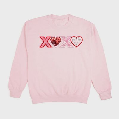 XOXO Sequin Patch Adult Sweatshirt