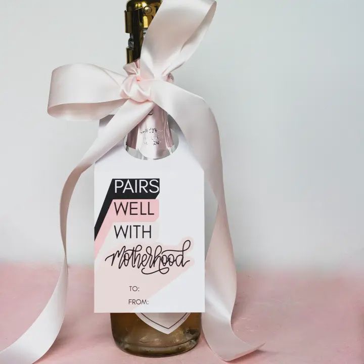 Pairs Well with Motherhood Wine Gift Tag
