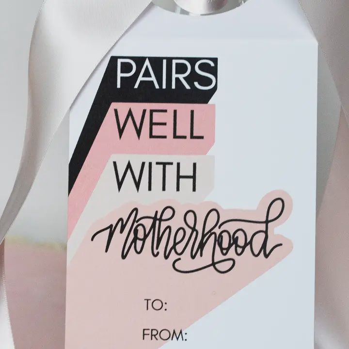 Pairs Well with Motherhood Wine Gift Tag