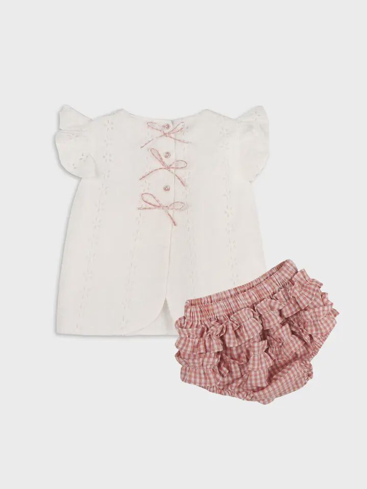 Eyelet Embroidered Top + Ruffled Bloomer