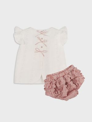 Eyelet Embroidered Top + Ruffled Bloomer