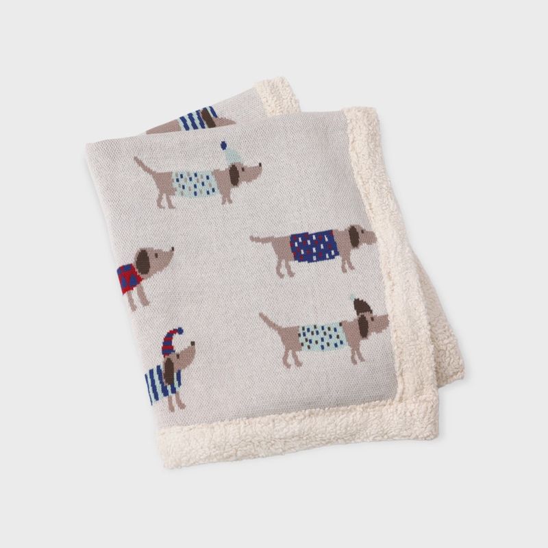Cozy Sherpa Knit Baby Blanket | Dachshund Dog