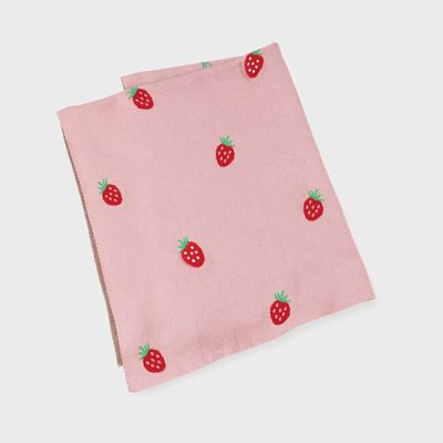 Organic Cotton 3D Jacquard Blanket | Strawberry