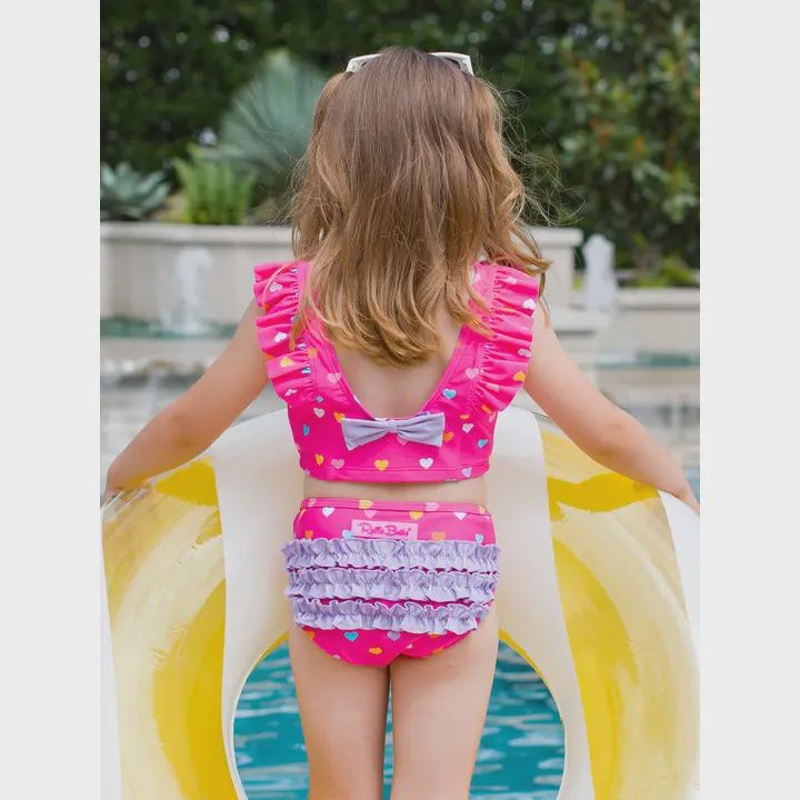 Colorful Hearts Waterfall Tankini