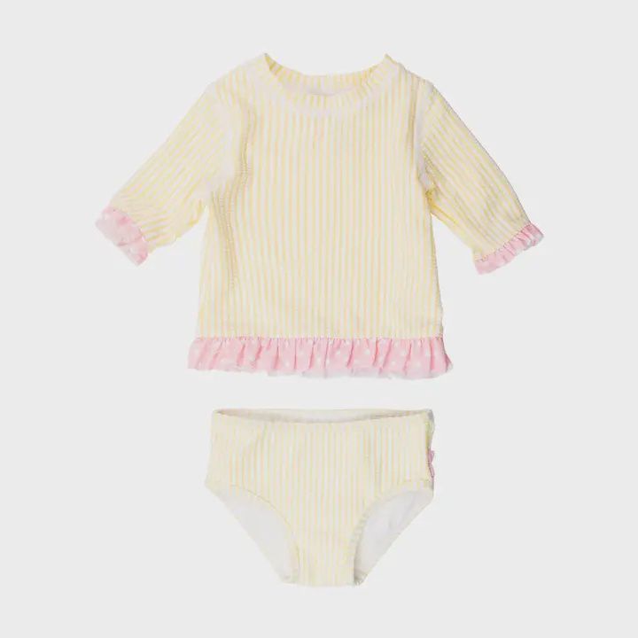 Banana Seersucker Rash Guard Bikini