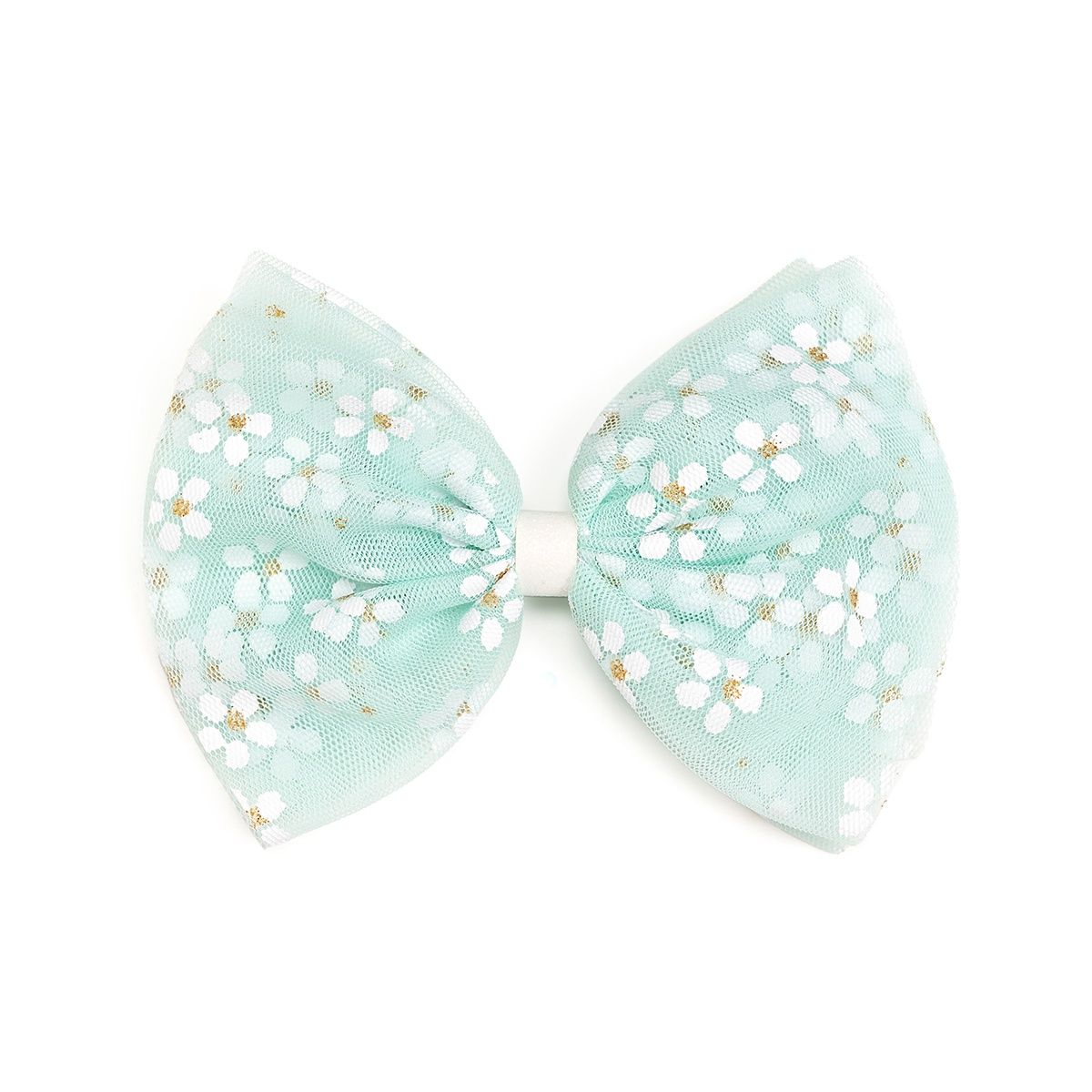 Aqua Daisy Tulle Bow Clip