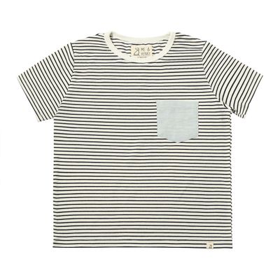 Pocket Tee | Cream + Navy Stripe