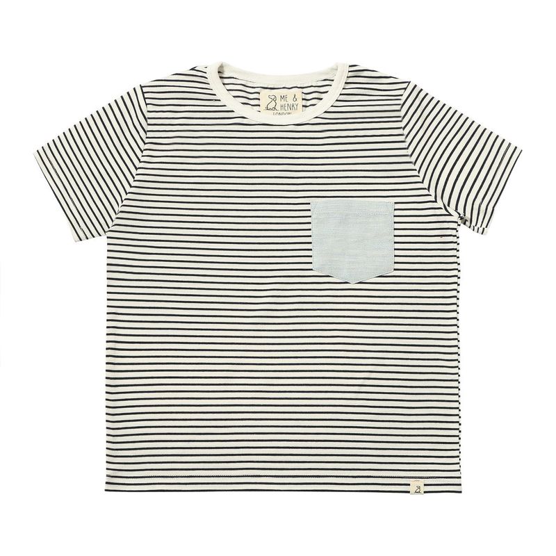 Pocket Tee | Cream + Navy Stripe