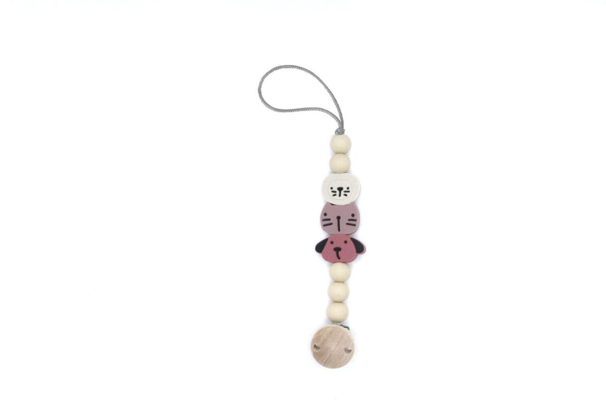 Animals Pacifier Holder | Pink Multicolor