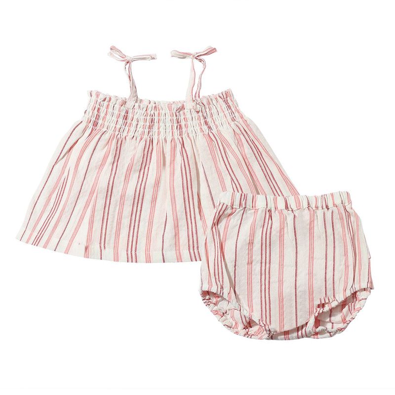Bianca Smocked Set | Red Stripe