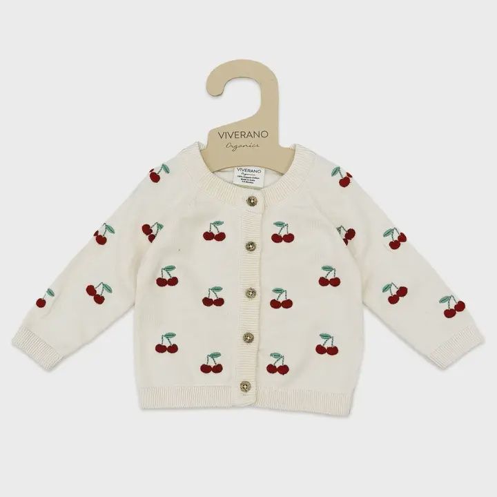 Cherry Embroidered Knit Cardigan