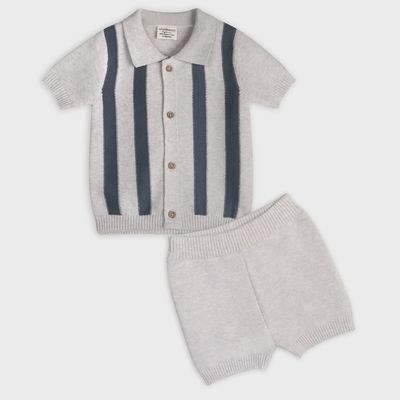 Tennis Collar &amp; Stripe Knit Set