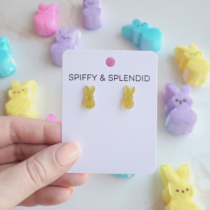 Glitter Bunny Earrings | Yellow