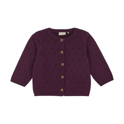 Pointelle Knit Cardigan | Grape Wine