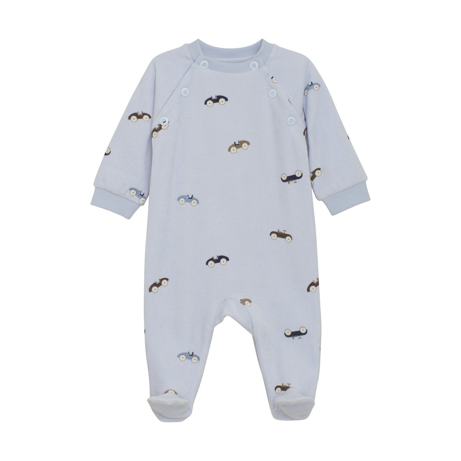 Velour Vintage Cars Romper | Arctic Ice