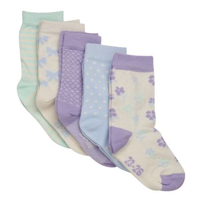 5pk Lavender Patterned Socks