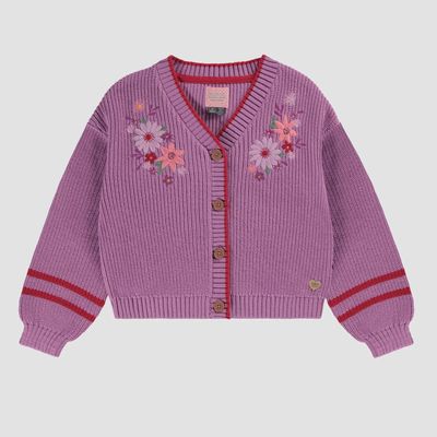 Embroidered Purple Knit Cardigan