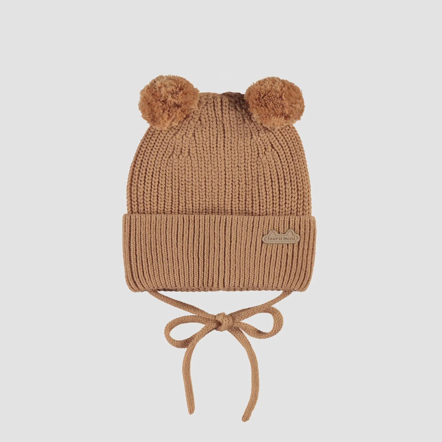 Brown Knit Pom-Pom Hat