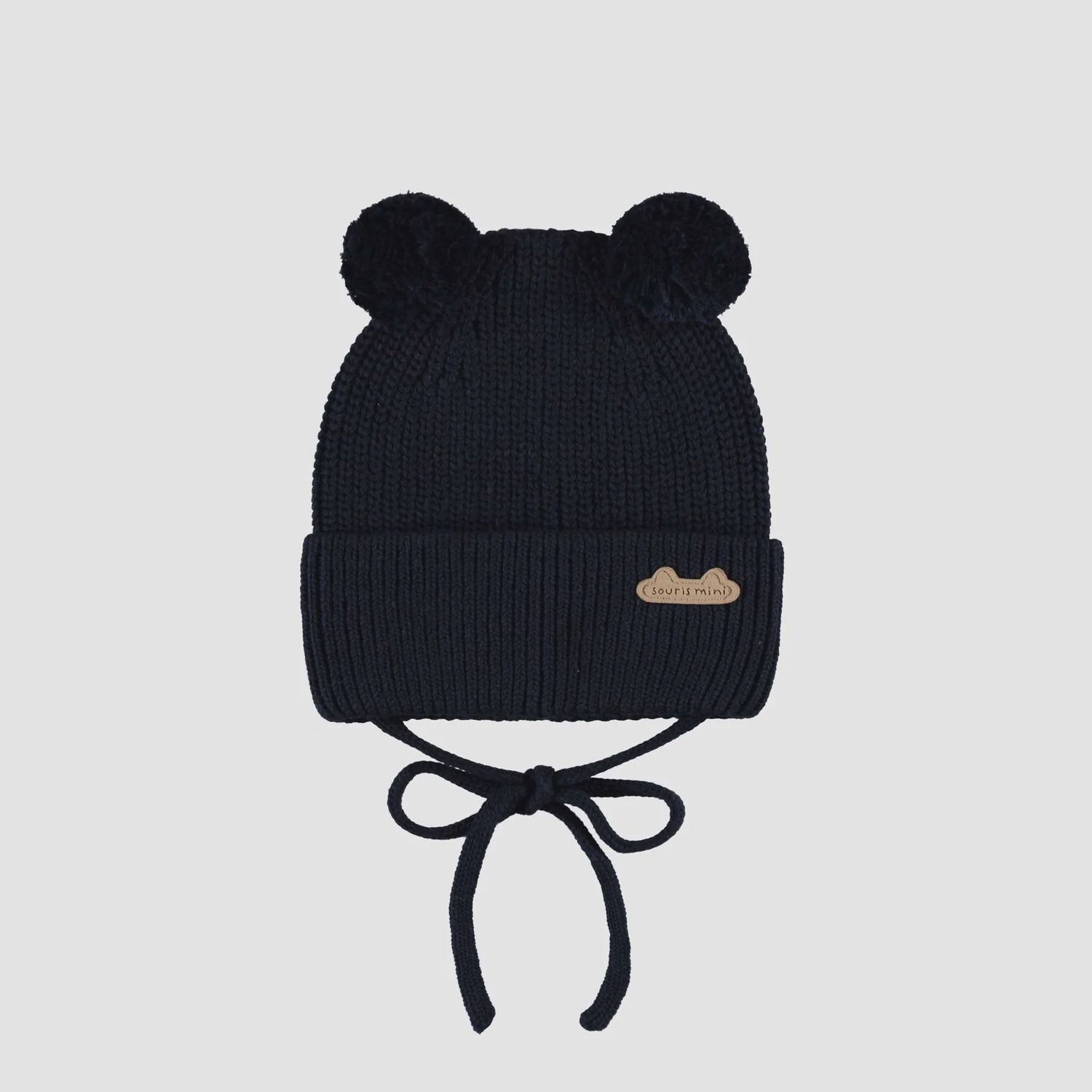 Navy Blue Knit Pom-Pom Hat