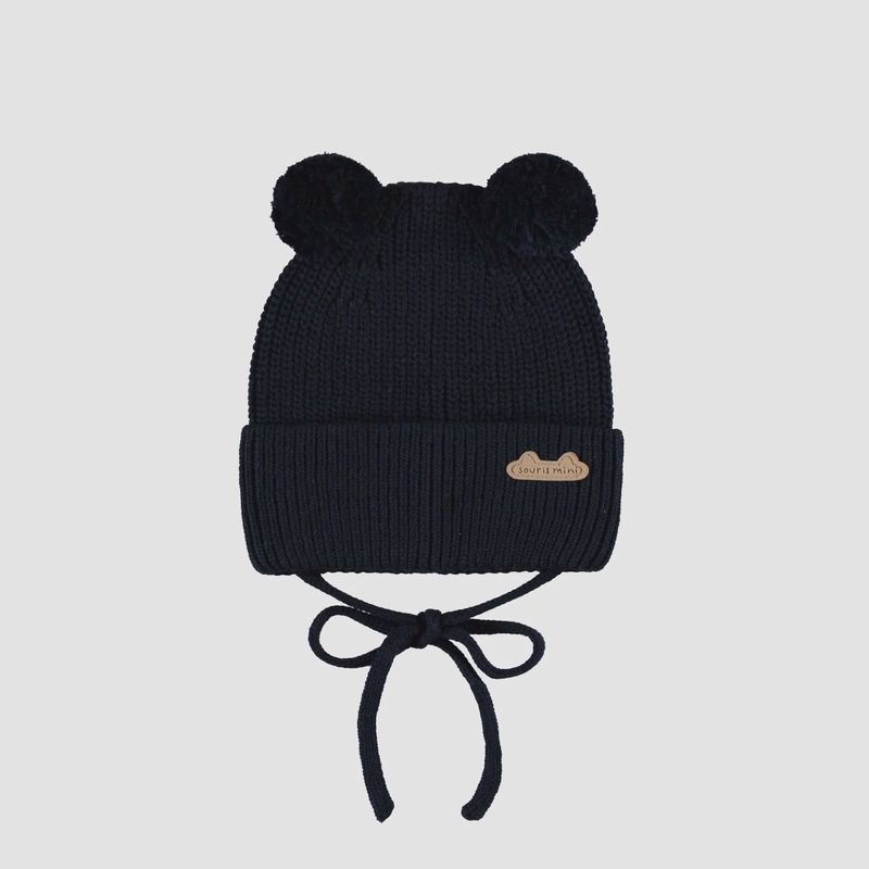 Navy Blue Knit Pom-Pom Hat