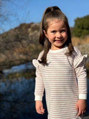 Cora Dress | Pink Glimmer Stripe