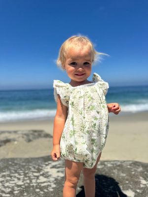 Charlotte Bubble Romper | Green Print