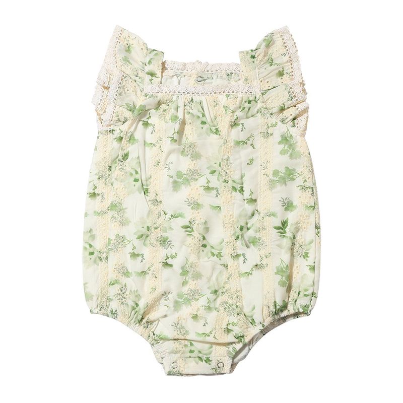 Charlotte Bubble Romper | Green Print