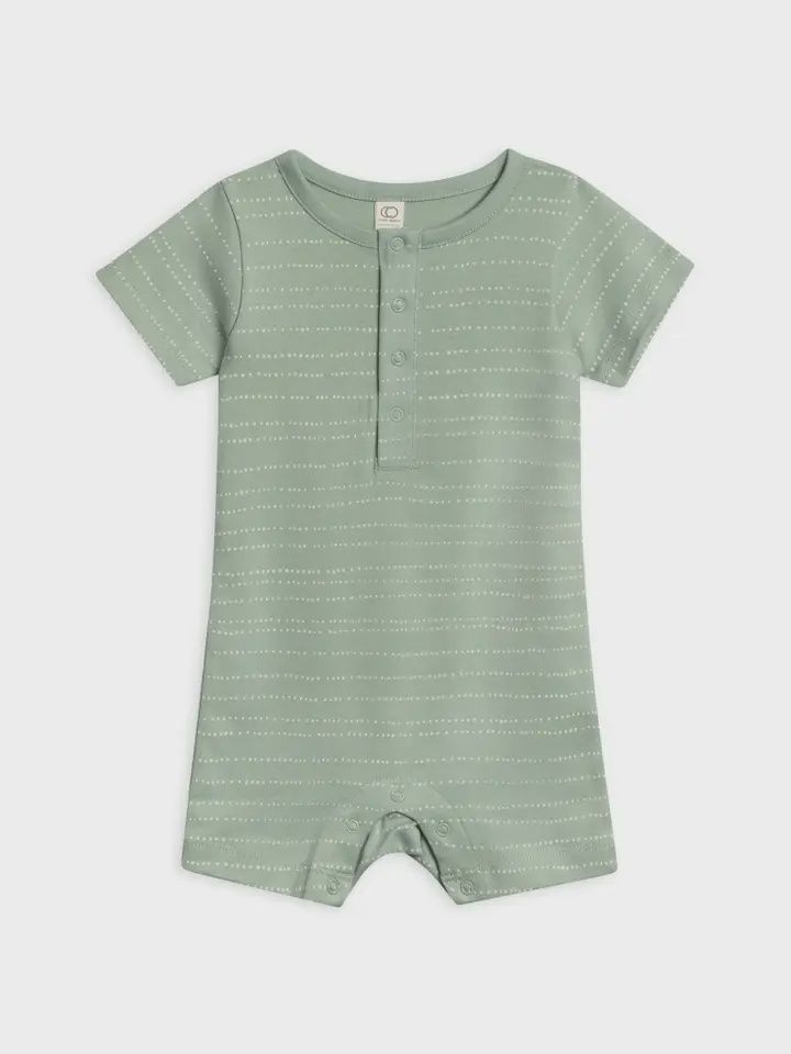 Mason Short Sleeve Romper | Pebble/ Jade