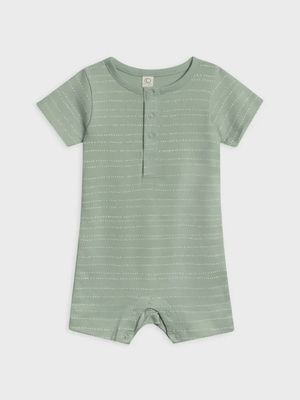 Mason Short Sleeve Romper | Pebble/ Jade