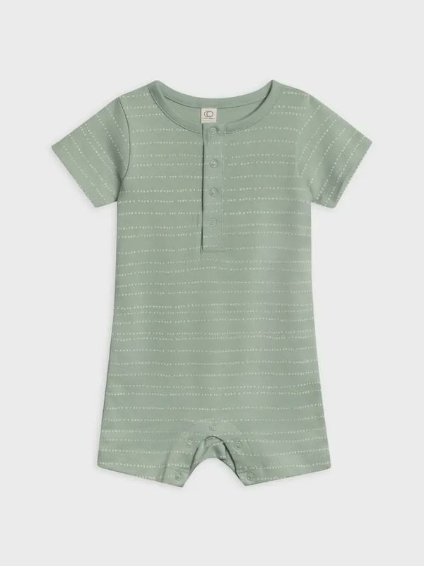 Mason Short Sleeve Romper | Pebble/ Jade