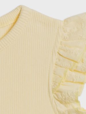 Ribbed Bodysuit w/ Eyelet Ruffle | Butter