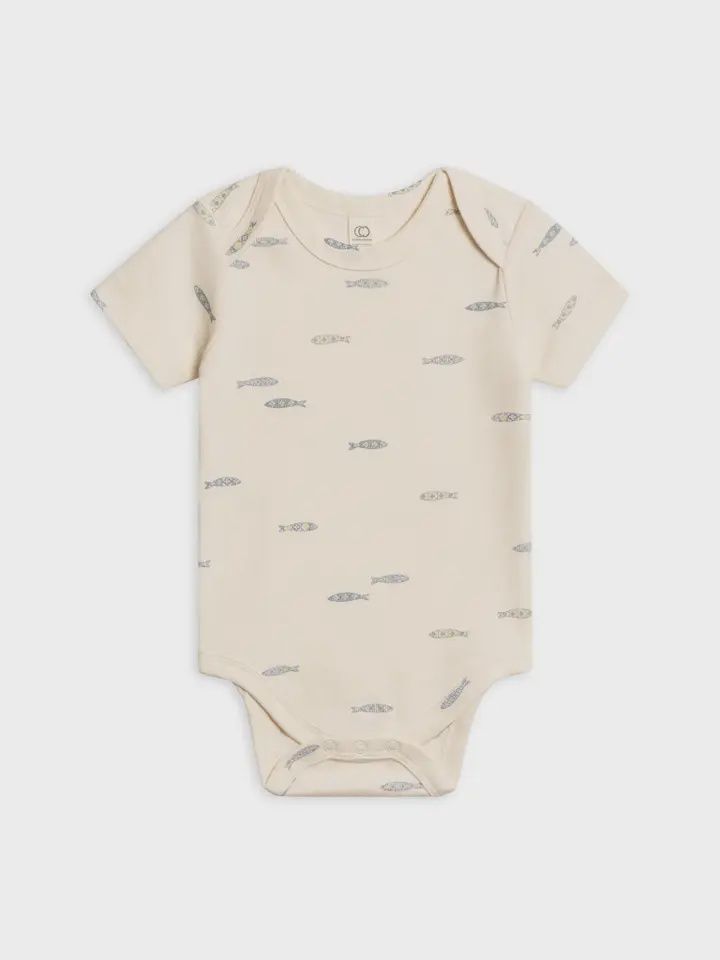 Organic Baby Afton Bodysuit | Fish / Marino + Rain