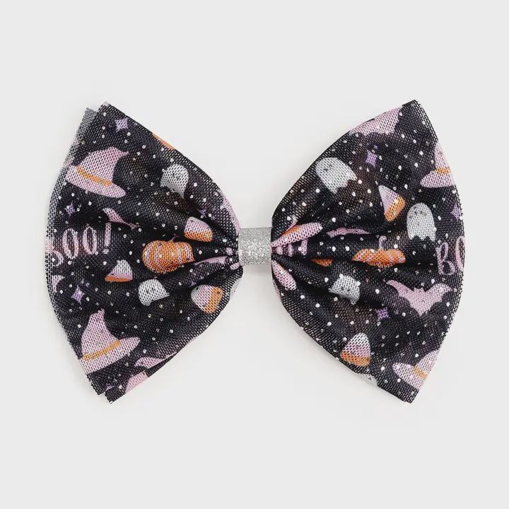 Boo Halloween Tulle Bow Clip