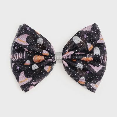 Boo Halloween Tulle Bow Clip