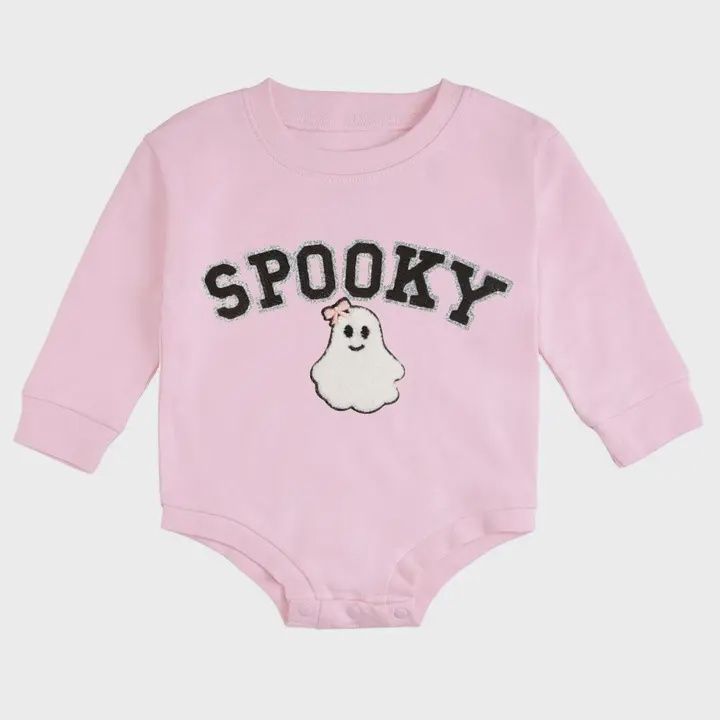 Spooky Patch Halloween Long Sleeve Romper