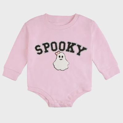 Spooky Patch Halloween Long Sleeve Romper