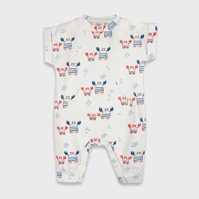 Nautical Crab Kangaroo Pocket Baby Jumpsuit