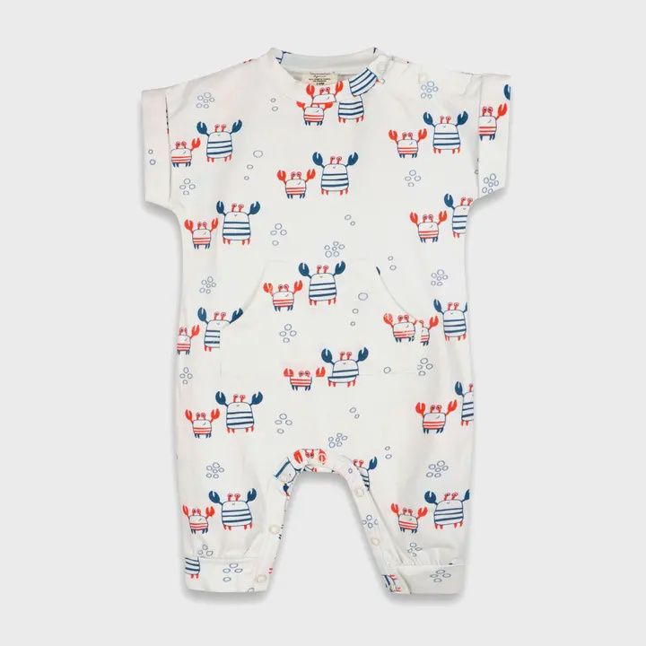 Nautical Crab Kangaroo Pocket Baby Jumpsuit